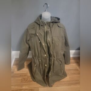Khaki Hooded Women's Utility Jacket